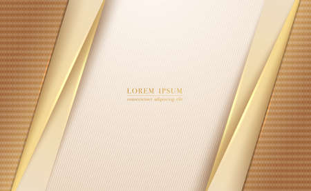 Abstract yellow paper layers with line stripe geometric background. Vector illustrationのイラスト素材