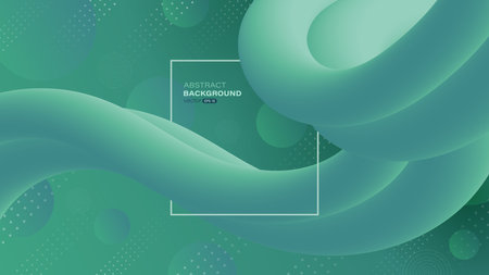 Abstract background with green fluid wave. Shape of 3d gradient flow. Illustration in vector formatのイラスト素材