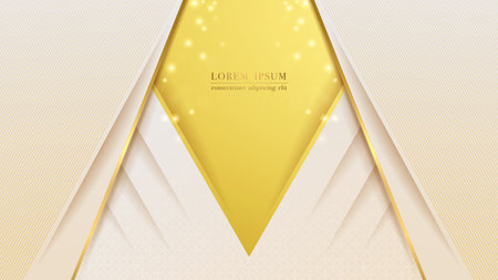 Abstract background with geometric shapes, textured layers, golden line, oblique line, and bright shining. Vector illustrationのイラスト素材