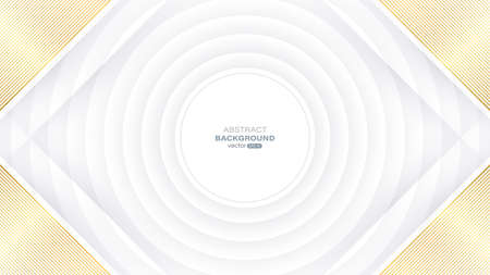 Abstract white circular layer with golden lines and shadow background. Vector illustrationのイラスト素材