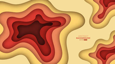 Paper cut background. Abstract color layer smooth bending objects. Vector illustrationのイラスト素材