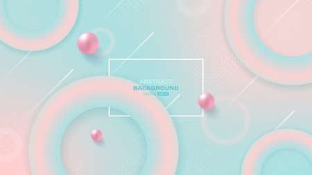 Abstract geometric gradient shape background with realistic pink ball. Vector illustration