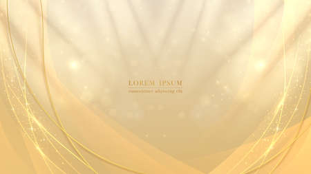 Golden line with glittering light effect, bokeh, and gold sparkles. Luxury background design. Vector illustrationのイラスト素材