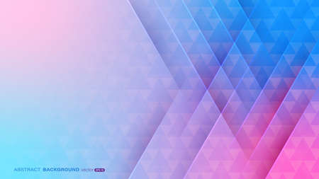 Abstract geometric background with pink and blue triangle, diagonal shadow and light. Vector illustrationのイラスト素材