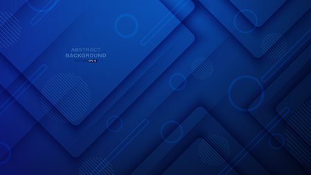 Geometric line shape and triangle dimension layers on abstract blue gradient background. Vector illustrationのイラスト素材