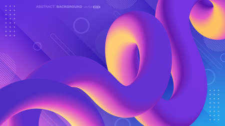 Abstract background with colorful fluid wave. Shape of 3D gradient flow. Vector illustration