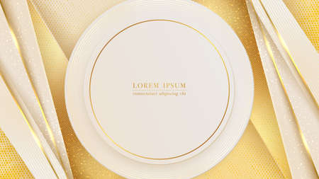 Luxury background decorated with golden circle line, gold line diagonal, and glitter light effect. Vector illustrationのイラスト素材