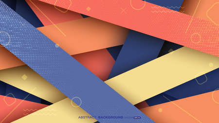 Abstract background with overlapping layers of colorful modern geometric shapes and shadow effect. Vector illustrationのイラスト素材