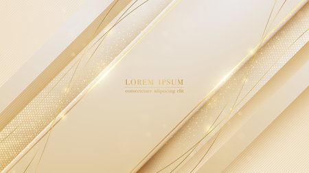 Elegant background with golden line elements, dot pattern and glitter light effect. Vector illustrationのイラスト素材