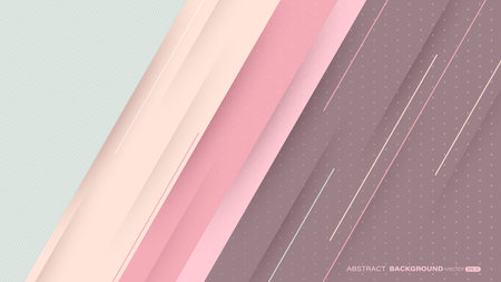 Pastel paper cut diagonal decoration with lines and shadow. Geometric abstract background. Vector illustrationのイラスト素材