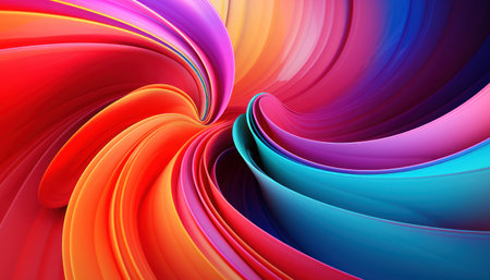 Abstract colorful swirl arranged in a spiral background, textured surface layers, vibrant color gradient. Generative AIの素材