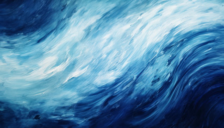 Abstract blue brushstroke realism. Futuristic chromatic waves, flowing lines background. Generative AIの素材