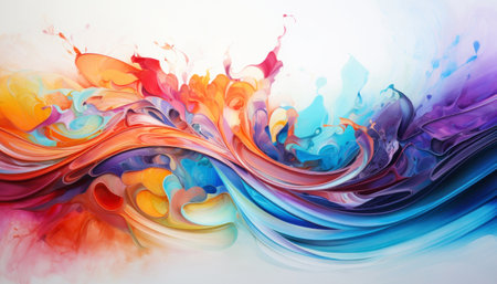 Abstract painting of vibrant swirls of colors. Colorful dynamic energy flow. Generative AIの素材