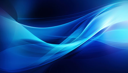 Abstract wave in blue background. Soft lines and shapes, delicate curves. Generative AIの素材