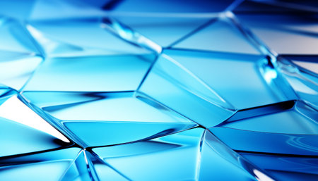 Abstract contemporary blue glass background. Dynamic energy flow and futuristic design. Generative AIの素材
