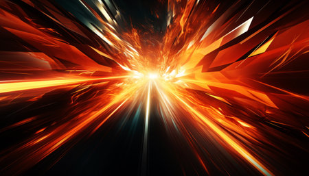 Abstract dark orange light moving background, vivid energy explosions, speed, and motion. Generative AIの素材