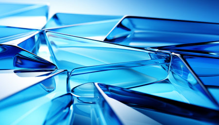 Abstract contemporary blue glass background. Dynamic energy flow and futuristic design. Generative AIの素材