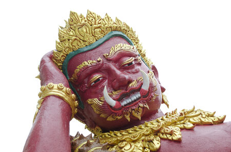 thai giant atatues,close up face on white backgroundの写真素材