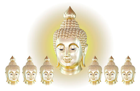 The golden face of thailand Buddha statue の写真素材
