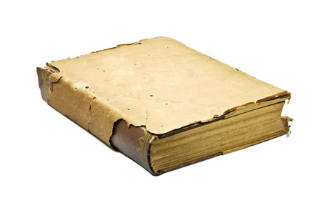 An old book close up on white background.の写真素材