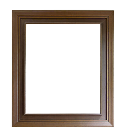 wooden photo frame isolated on white backgroundの写真素材