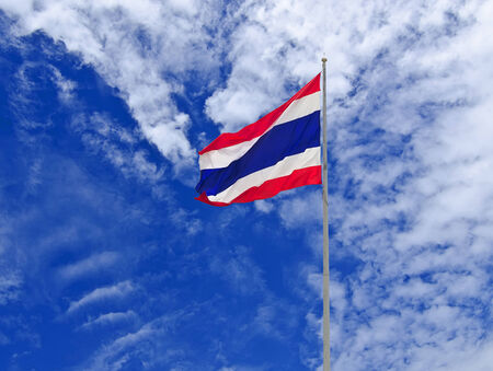 Flag of Thailand in blue skyの写真素材