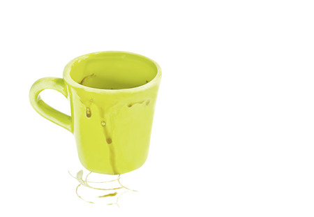Dirty green coffee cup isolate on white 