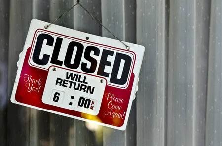 The closed sign on a  doorの写真素材