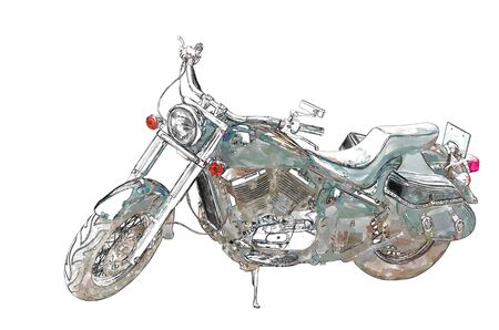 Big black motorbike design with water color style.の写真素材