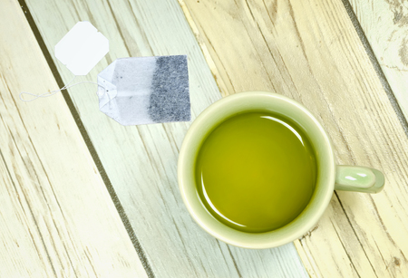 A cup of healthy green tea ,top  viewの写真素材