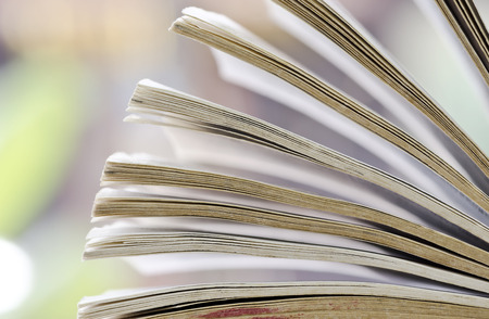 The open book  in close up view.Shallow DOF