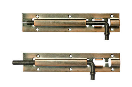 Stainless door pad bolt on white backgroundの写真素材