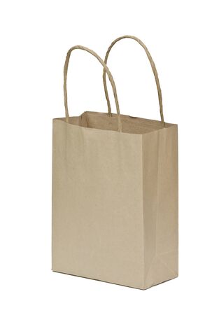 brown paper bag isolated on white with clipping path.の写真素材