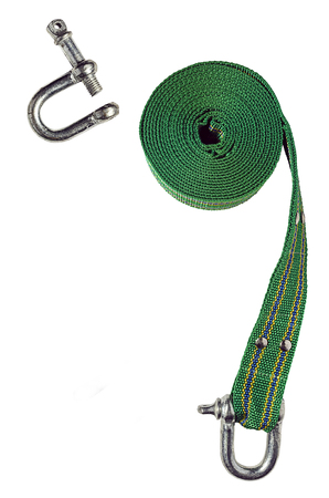 Towing cable for car isolated on white background.の写真素材
