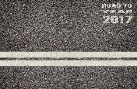 Double white line on surface of asphalt road.の写真素材