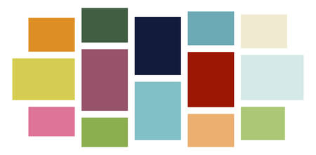 Vector Mood Board & Branding Presentation. Creative Theme Mood Board, Logo Template, Collage Frames with Universal Colour Palette. Picture Display & Montage.のイラスト素材