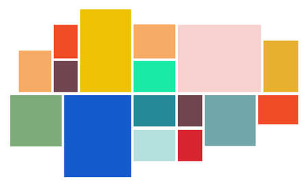 Vector Mood Board & Branding Presentation. Creative Theme Mood Board, Logo Template, Collage Frames with Universal Colour Palette. Picture Display & Montage.のイラスト素材