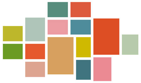 Vector Mood Board & Branding Presentation. Creative Theme Mood Board, Logo Template, Collage Frames with Universal Colour Palette. Picture Display & Montage.のイラスト素材