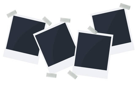 Retro Realistic Blank Instant Snapshot Photo Card Mock-Up with White Border Isolated. Photo Frame. Template Photo Design, Vector Illustration - Vectorのイラスト素材