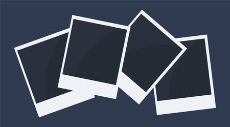 Retro Realistic Blank Instant Snapshot Photo Card Mock-Up with White Border Isolated. Photo Frame. Template Photo Design, Vector Illustration - Vectorのイラスト素材