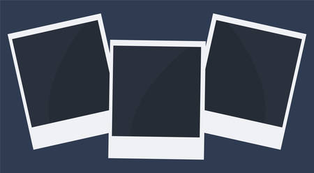 Retro Realistic Blank Instant Snapshot Photo Card Mock-Up with White Border Isolated. Photo Frame. Template Photo Design, Vector Illustration - Vectorのイラスト素材