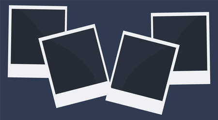Retro Realistic Blank Instant Snapshot Photo Card Mock-Up with White Border Isolated. Photo Frame. Template Photo Design, Vector Illustration - Vectorのイラスト素材