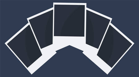 Retro Realistic Blank Instant Snapshot Photo Card Mock-Up with White Border Isolated. Photo Frame. Template Photo Design, Vector Illustration - Vectorのイラスト素材