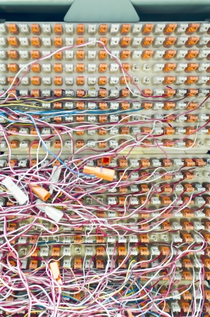Wiring and connecting in telephone junction box.の写真素材