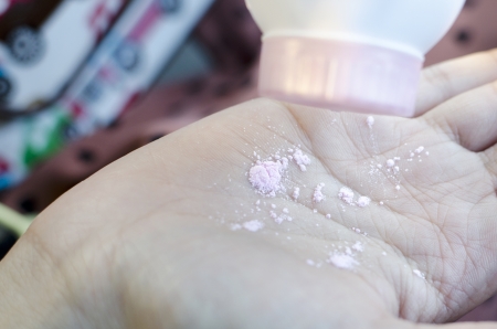 Pink Powder on a handの写真素材
