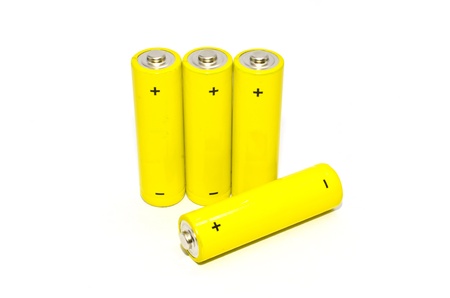 Yellow battery on white background , isolated