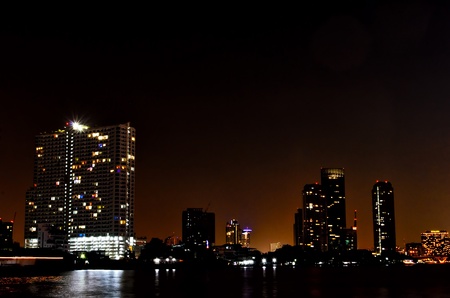bangkok night river viewの写真素材