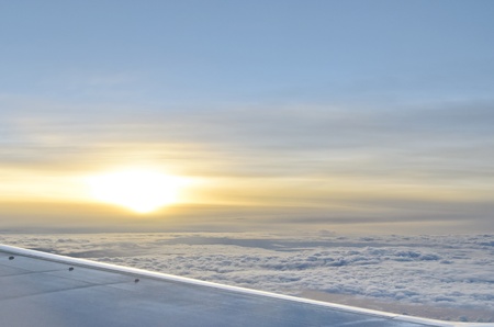 Sun raise from planeの写真素材