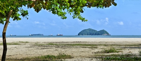 Samila beach in Songkhla, Thailand and noo and maew islandの写真素材