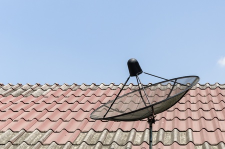 satellite disc on roofの写真素材